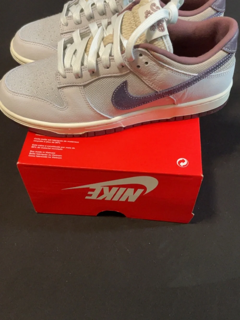 Nike Dunks Men’s Low-Top Sneakers in White, Cream, and Mauve